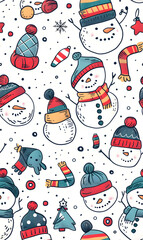 New Year and Christmas 2d cartoon or graphic advertising background, Seamless pattern