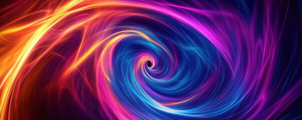 Obraz premium Swirling vortex of vibrant neon colors, abstract energy waveforms, futuristic background concept