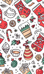 New Year and Christmas 2d cartoon or graphic advertising background, Seamless pattern