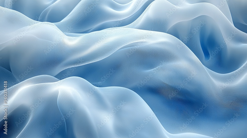 Aufkleber flowing blue fabric texture creating a serene and soft aesthetic reminiscent of gentle waves in a tr