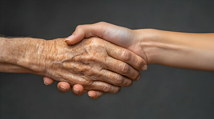 Fototapeta premium Two hands shaking, symbolizing connection and cooperation.