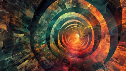A mesmerizing abstract vortex with vibrant colors spiraling into a glowing center, creating a dynamic visual experience.