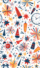 New Year and Christmas 2d cartoon or graphic advertising background, Seamless pattern