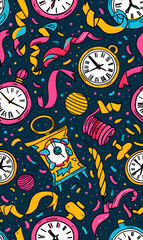 Fototapeta premium New Year and Christmas 2d cartoon or graphic advertising background, Seamless pattern