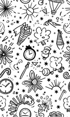 New Year and Christmas 2d cartoon or graphic advertising background, Seamless pattern