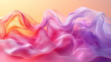 Obraz premium Colorful flowing fabric waves in shades of pink, purple, and orange create a serene atmosphere during sunset