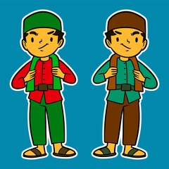 Doodle Sticker Illustration of a Kid Wearing Traditional Dress