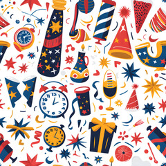 Obraz premium New Year and Christmas 2d cartoon or graphic advertising background, Seamless pattern