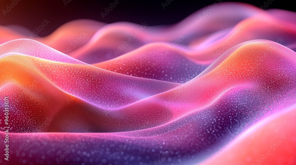 Poster colorful abstract waves flowing in vibrant patterns on a dark background showcasing a mesmerizing vi