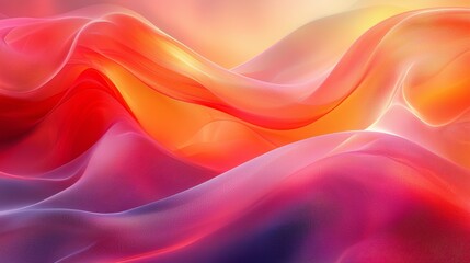 Obraz premium Colorful waves of abstract design glowing softly in hues of orange, pink, and purple during a tranquil evening light