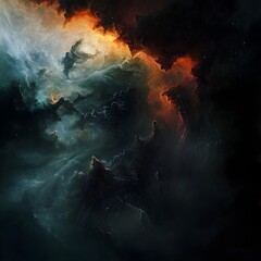 Naklejka premium Ominous Interstellar Abyss of Eldritch Anomalies and Swirling Nebulous Energies in Spectral