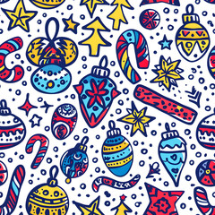New Year and Christmas 2d cartoon or graphic advertising background, Seamless pattern