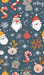 New Year and Christmas 2d cartoon or graphic advertising background, Seamless pattern