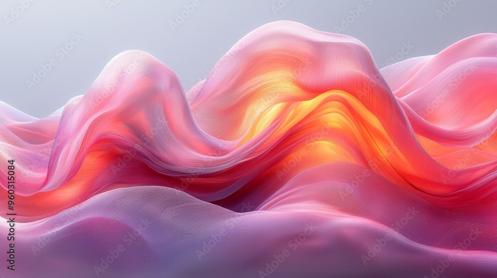 Poster abstract colorful wave patterns with glowing highlights create a vibrant visual effect in a serene e