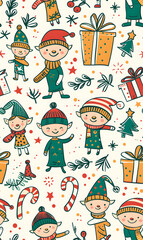 New Year and Christmas 2d cartoon or graphic advertising background, Seamless pattern