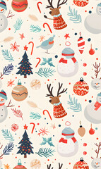 New Year and Christmas 2d cartoon or graphic advertising background, Seamless pattern