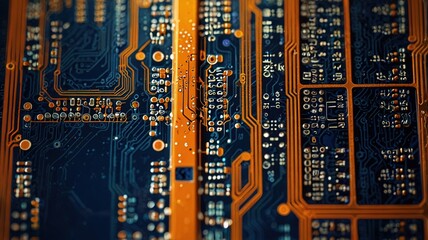 Orange, blue technology background/Orange and blue technology background circuit board and code