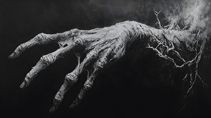 Bony Gnarled Fingers Reaching Out from the Shadows Eerie and Otherworldly Unsettling and Enigmatic