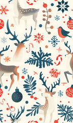 New Year and Christmas 2d cartoon or graphic advertising background, Seamless pattern