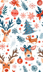 New Year and Christmas 2d cartoon or graphic advertising background, Seamless pattern
