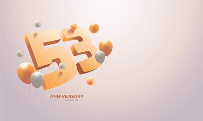 Chic 53rd Birthday Anniversary Vector Banner with Customizable Copy Space – Perfect for Celebrating Milestone Moments