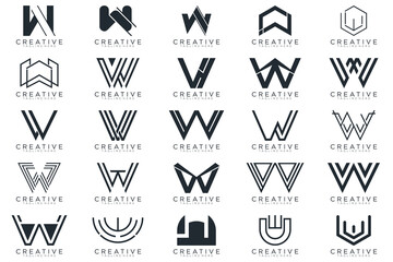 Mega logo collection, Abstract letter W logo design. icons for business	
