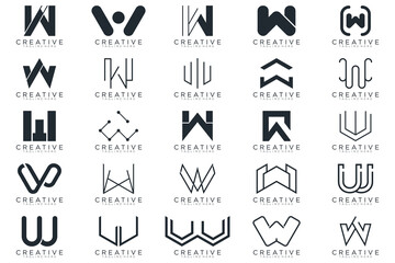 Mega logo collection, Abstract letter W logo design. icons for business	
