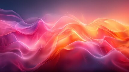 Fototapeta premium Colorful swirling patterns of pink, orange, and purple fabric-like textures flowing against a dark backdrop at dusk