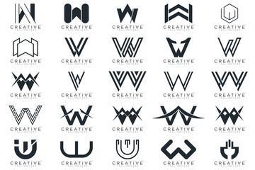 Mega logo collection, Abstract letter W logo design. icons for business	
