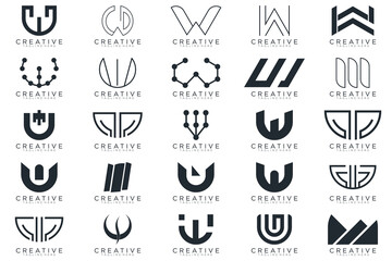 Mega logo collection, Abstract letter W logo design. icons for business	
