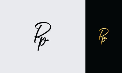 Initial letter RP luxury golden color,overlapping Shape Signature Monogram elegant monogram logo