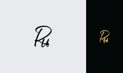 Initial letter RU luxury golden color,overlapping Shape Signature Monogram elegant monogram logo