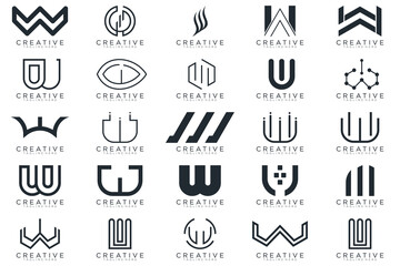 Mega logo collection, Abstract letter W logo design. icons for business	
