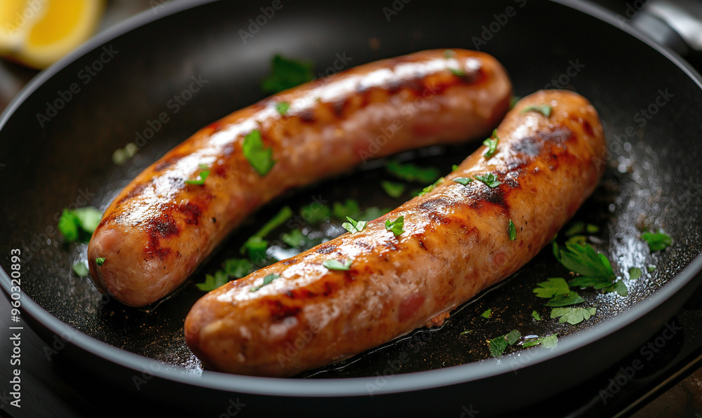 Canvas Prints grilled sausages on grill