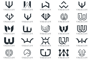 Mega logo collection, Abstract letter W logo design. icons for business	
