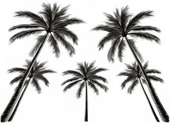 Silhouette of palm trees against a bright white background.