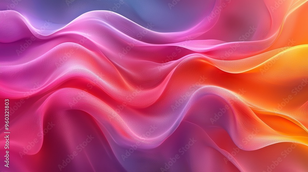 Poster colorful abstract waves with gradient hues blending smoothly in a vibrant composition