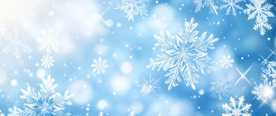 Abstract snowflake pattern on blue gradient background. Vector presentation design using white and blue colors.