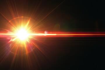 Bright lens flare on black background. Perfect for adding a dramatic or futuristic effect to your designs.