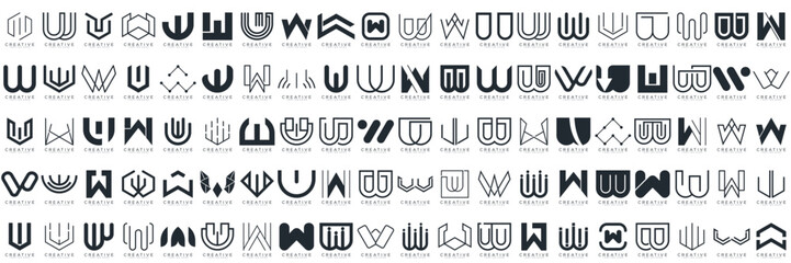 Mega logo collection, Abstract letter W logo design. icons for business	
