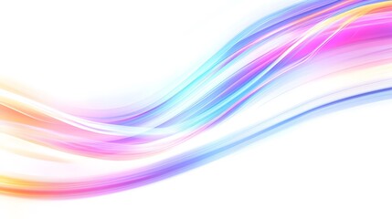 Neon Light Trails: Bright neon light trails curving and weaving through the frame, creating abstract shapes on a white background.

