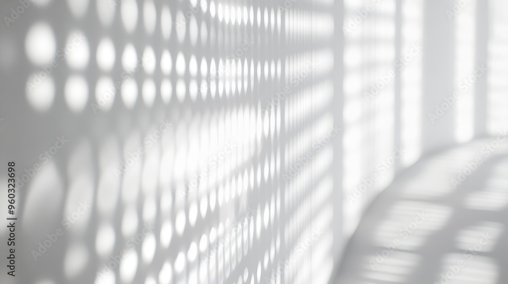 Poster white wall with abstract light reflections, creating a soft and dynamic background for presentations