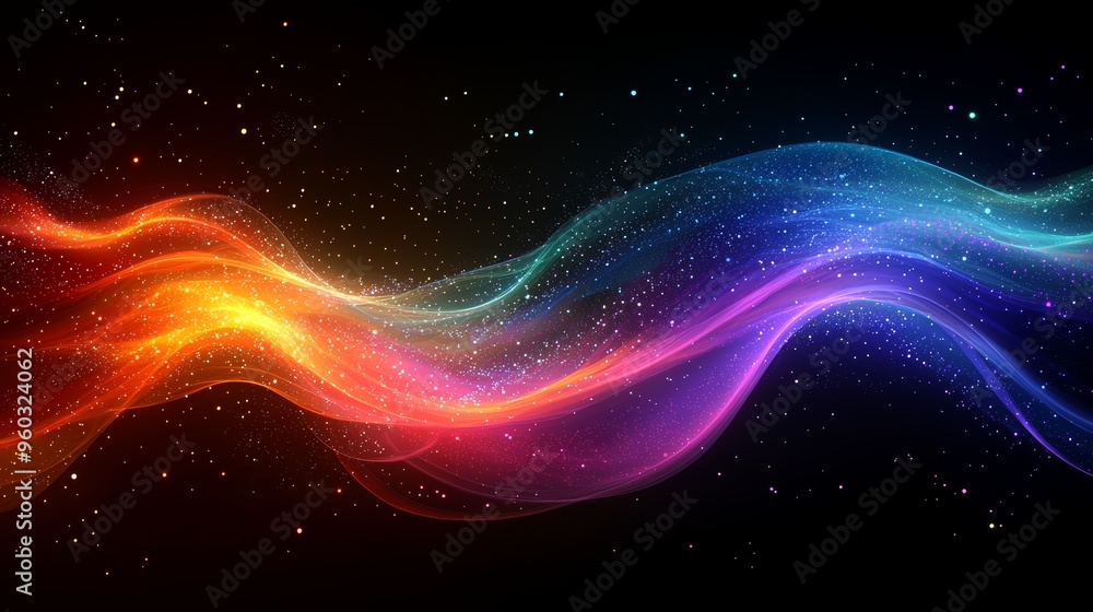 Aufkleber colorful waves of light swirl through a starry background, creating a mesmerizing display of vibranc