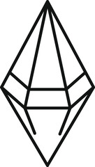 Simple line drawing of a multi faceted diamond shape with a thick black outline