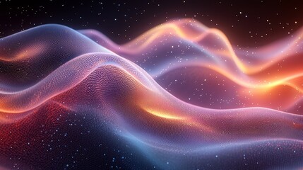 Fototapeta premium Ethereal waves of light undulating through a cosmic landscape with vibrant colors and a starry background