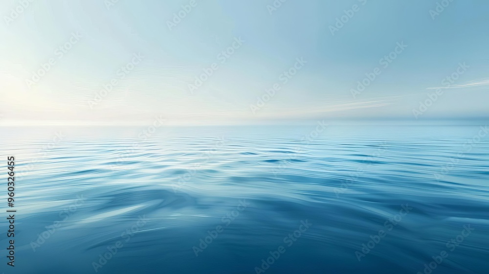 Poster tranquil oceaninspired minimalist abstract background soothing blue gradient with subtle waves digit
