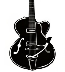 Fototapeta premium Stylized illustration of a black and white acoustic guitar.
