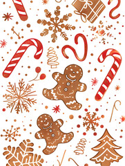 New Year and Christmas card, graphic advertising backgrounds in a doodle 2D illustrator style.
