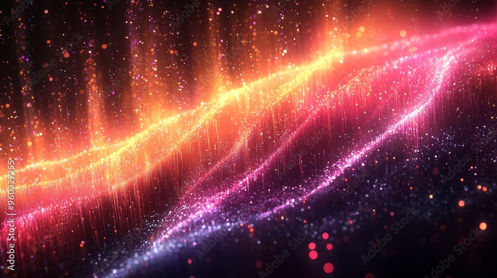 Aufkleber vibrant waves of light and color create a stunning abstract display in a darkened space during a dig