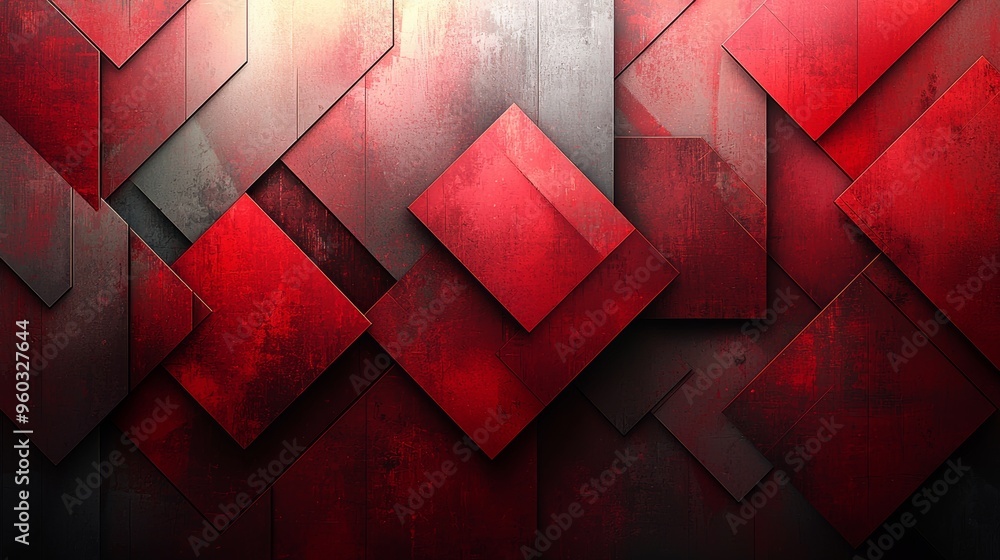 Poster abstract red and black geometric shapes layered on a textured surface create a modern art piece in a